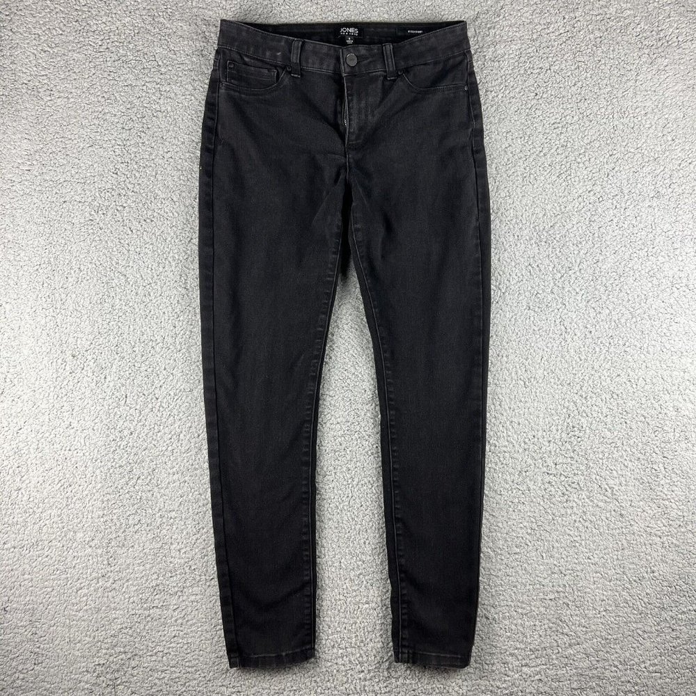 Jones New York Womens Jeans 6 Black Pockets Essex Skinny Charcoal Wash Denim